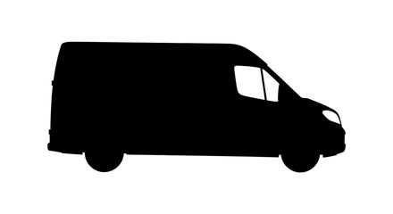 Black silhouette of a commercial cargo delivery van.