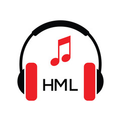 HML Headphone  Company logo. HML Music logo design for entrepreneur and business. HML best Branding icon.
