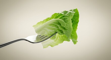 Lettuce on a fork, fresh and healthy.