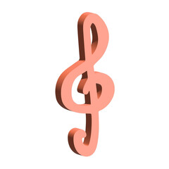 Fototapeta premium 3d treble clef. Hand drawn musical symbol. Single element for print, web, design, decor, logo