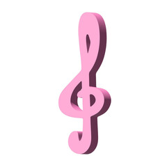 3d treble clef. Hand drawn musical symbol. Single element for print, web, design, decor, logo