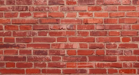 Obraz premium Rustic Red Brick Wall, Aged Texture and Detailed Patterns, Horizontal Arrangement.