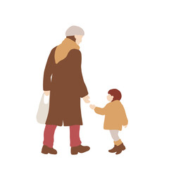 フラットイラスト　秋冬の人々４（表情無し）