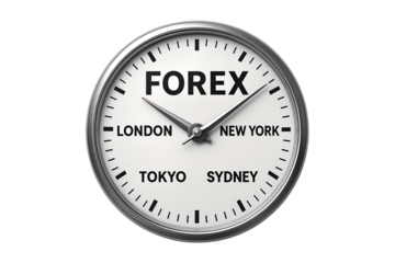Forex Market Clock with World Cities Isolated on Transparent Background