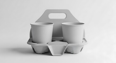 Gray Egg Carton with Two Matching Cups.