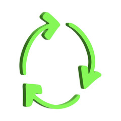 3d recycle arrow icon Recycling resources symbol Reuse of materials, zero waste, green environment, saving the planet