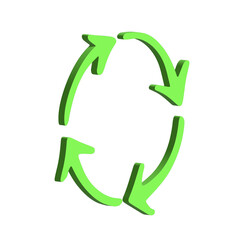 3d recycle arrow icon Recycling resources symbol Reuse of materials, zero waste, green environment, saving the planet