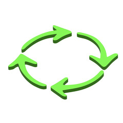 3d recycle arrow icon Recycling resources symbol Reuse of materials, zero waste, green environment, saving the planet