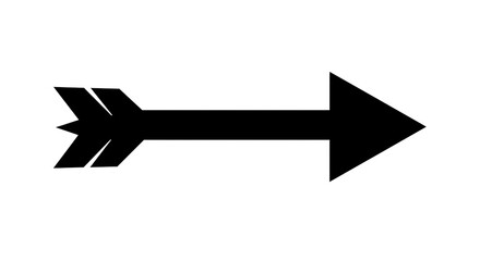 Black Arrow Silhouette Pointing Right on White Background.