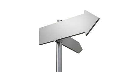 Blank Metal Directional Arrow Signpost on White Background.