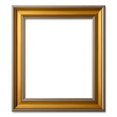 Elegant Luxurious Golden Frame with Silver Border, Luxurious Empty Golden Picture Frame with Silver Border Isolated on Transparent Background