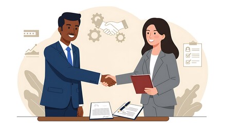 Business Deal Handshake Illustration.