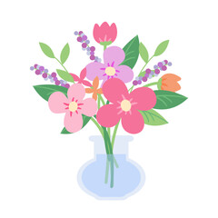 pink romantic bouquet in vase