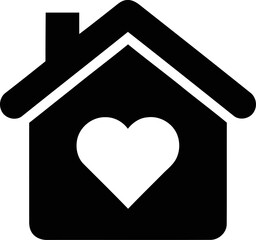 Simple house with heart symbol home love family icon