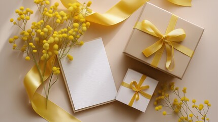 Flat lay with yellow ribbon flowers and awareness elements