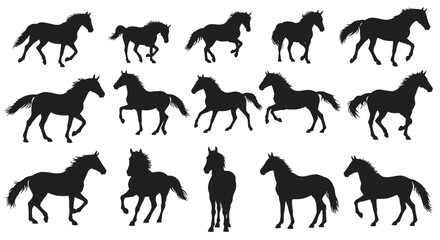 horse silhouettes vector
