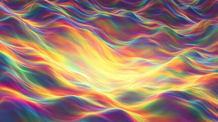 Obraz premium Vibrant abstract waves in a colorful, dreamlike landscape of swirling hues.