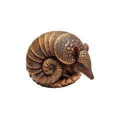 Three-banded Armadillo Curled in Self-Defense on Black Background