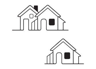 Line Art House. Containing family, home, building, house, and more. One line art design. Vector Illustration