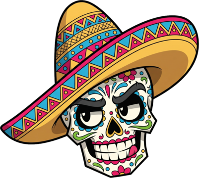 A Lively Collection of Dancing and Singing Sugar Skull Skeleton Characters for a Mexican Fiesta Celebration