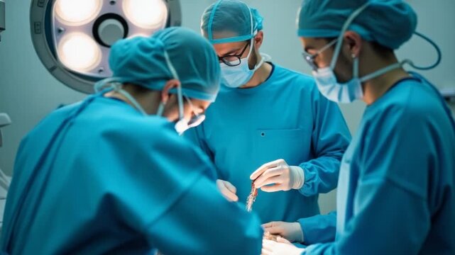 Doctors in the Operating Room Kidney Surgical Operation