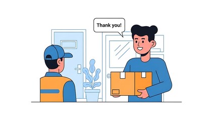 Delivery man handing over package to customer.