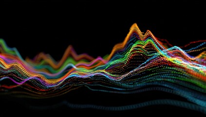 Abstract colorful data visualization on black background