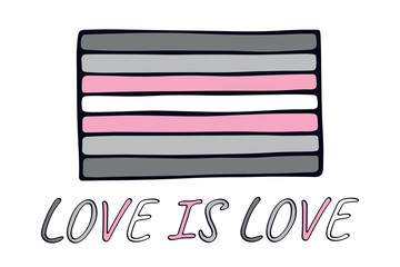 Colorful Demigirl pride flag Happy pride day LGBTQ community Pride Month Vector hand drawn doodle for posters, stickers, logo, cards