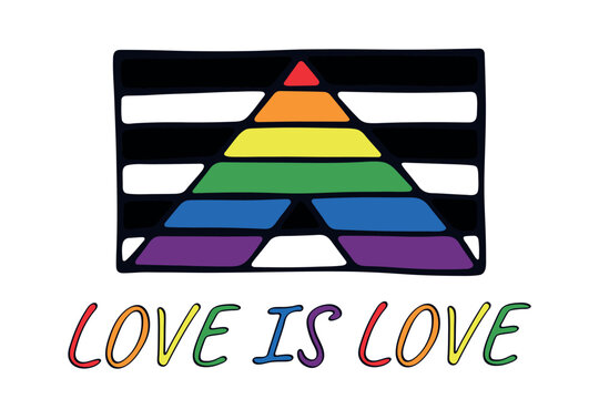 Colorful Straight ally pride flag Happy pride day LGBTQ community Pride Month Vector hand drawn doodle for posters, stickers, logo, cards