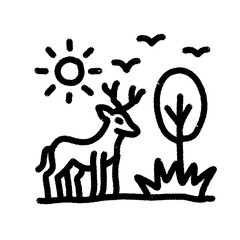Deer Forest Outline Drawing