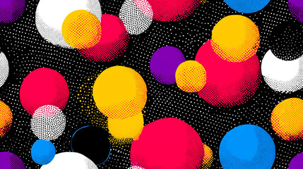 90s Retro Revival Polkadot Seamless Background