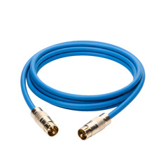 Blue Coaxial Cable with Male Connectors - Isolated on Transparent Background