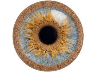 Detailed close up of a human iris brown gold blue eye, Isolated On White Background, Png Transparent