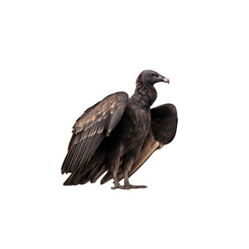 Black Vulture (Coragyps atratus) Isolated on Black Background