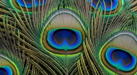Fototapeta premium Detailed Close-up of Peacock Feathers.