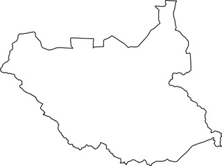 A clean, minimalist, and blank outline map of South Sudan. Ideal for professional presentations, reports, or as a simple graphic for any project.

