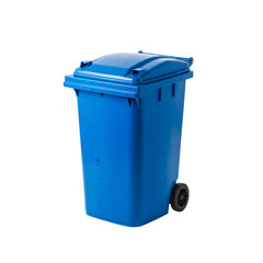 Bright Blue Wheeled Trash Can with Lid Isolated on Transparent Background