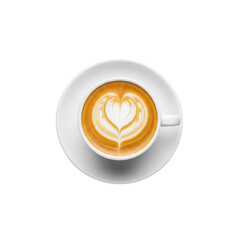 A cup of latte art isolated on transparent background, perfect for coffee lovers, cafe menus, and cozy morning moments