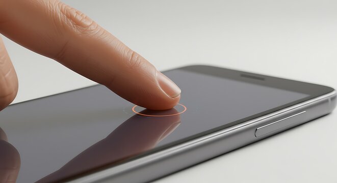 Finger Touching Smartphone Screen.