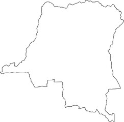 A clean, minimalist, and blank outline map of the Democratic Republic of Congo. Ideal for professional presentations, reports, or as a simple graphic for any project.

