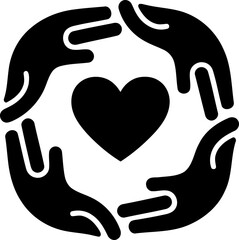 Caring hands circle around heart symbol love support unity