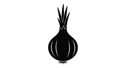 a black silhouette of an onion with sharp leaves