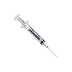 Sterile Disposable Syringe with Needle Isolated on Black Background