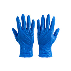 Pair of Blue Nitrile Disposable Gloves, Isolated on Black Background