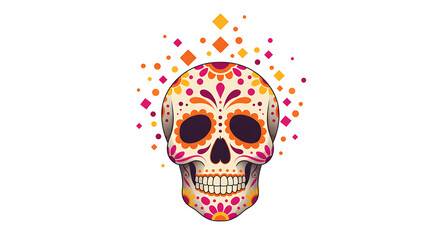 Sugar Skull With Colorful Geometric Shapes For Day Of The Dead
