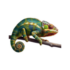 Vibrant Panther Chameleon on Branch - Exotic Reptile Close-up