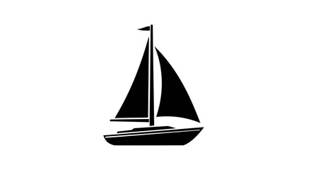 Sleek Black Silhouette of a Sailing Yacht.