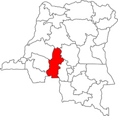 A vector map of the Democratic Republic of Congo highlighting the Kasai province. Perfect for resource, economic, and geographical reports.

