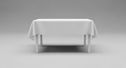 White Table with White Tablecloth.