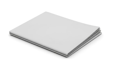 Folded Newspaper on White Background.